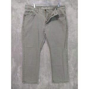 Eddie Bauer Pants Mens 38x30 Green Duck Canvas Utility Outdoor Work Wear Heavy